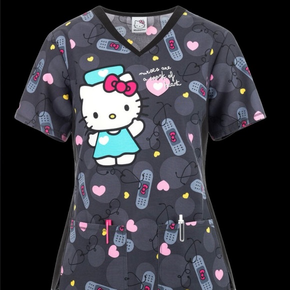 HELLO KITTY NURSE SCRUB TOP - Picture 2 of 3